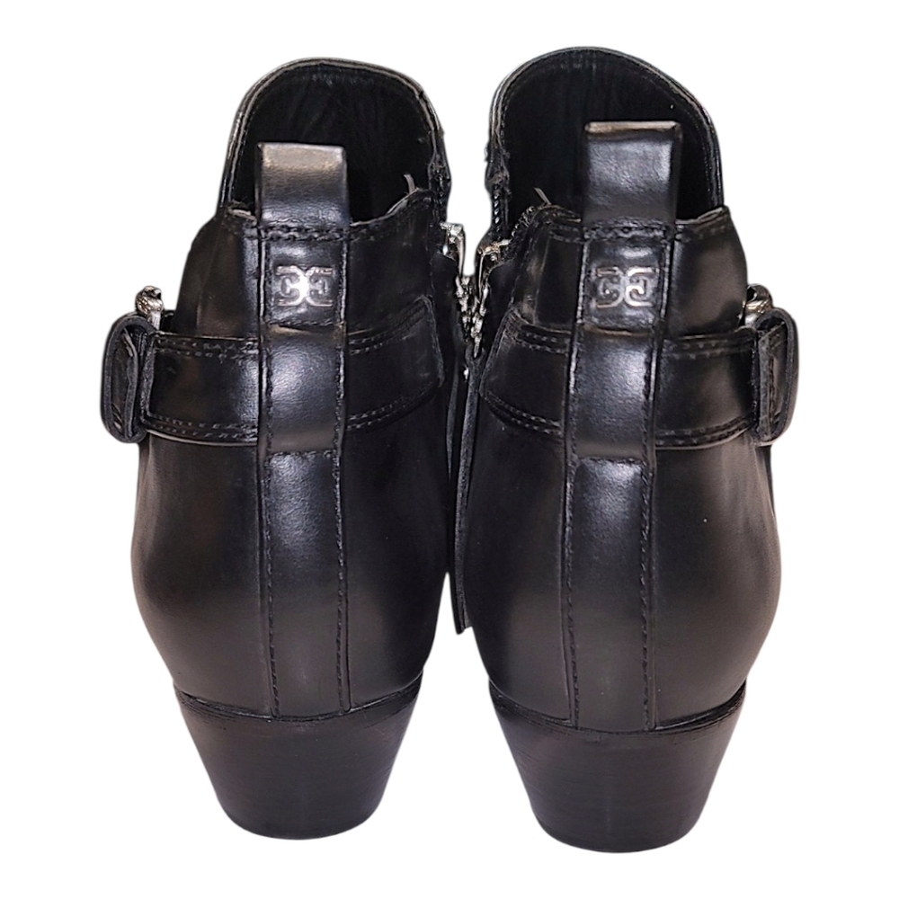 SAM EDELMAN, BLACK LEATHER 2" BLOCK HEEL  ANKLE BOOT SIZE 9.5, EUC - Picture 10 of 11